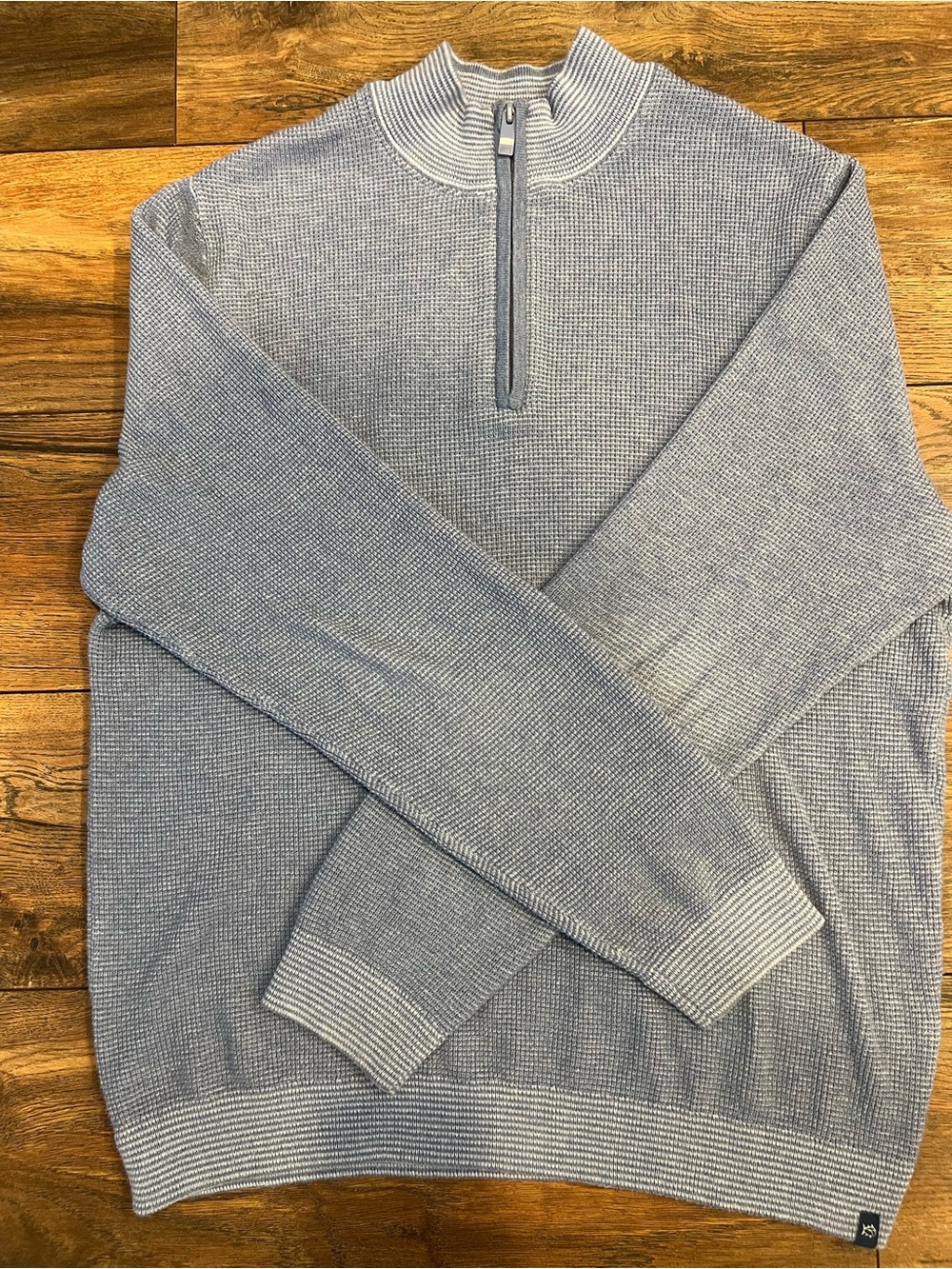 Southern Tide Men's Light Blue Zip-Front Waffle Knit Sweater